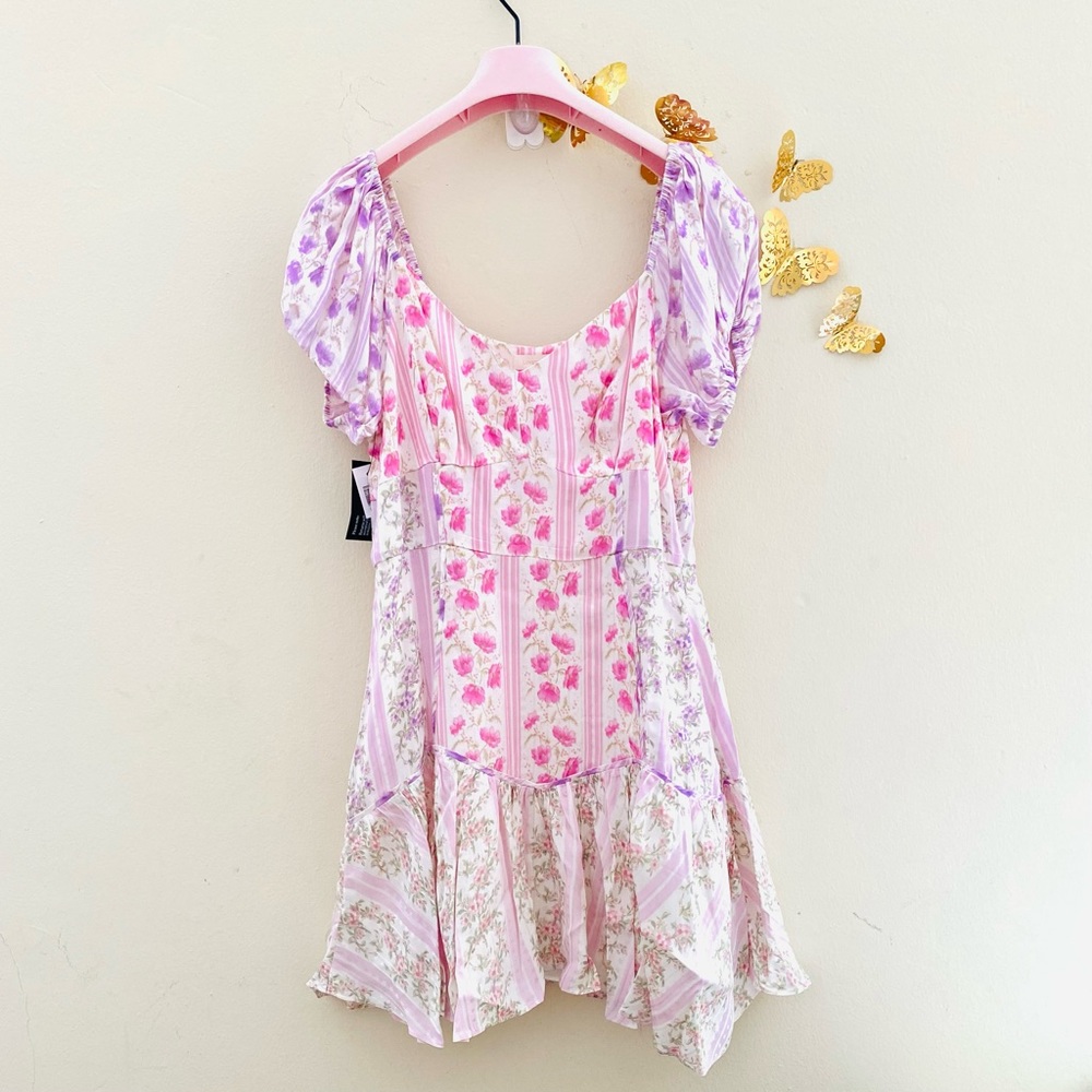 NWT LoveShackFancy Pink Ruched Puff Sleeve Sundress